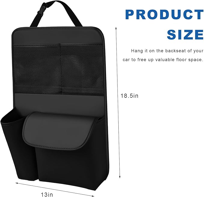 Car Trunk Organizer, Detachable Backseat Storage Bag Hanging Trunk Organizer with 4 Compartments, Large Capacity Seat Back Organization Interior Accessories for Car Truck SUV