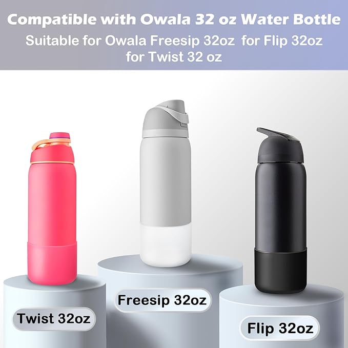 2-Pack Silicone Boot for Owala 32 oz Water Bottles, Boots for Owala Protective Sleeve Anti-Slip Rubber Bottom, Compatible with FreeSip/Twist/Flip Stainless Steel Bottles 32 oz Accessories,BPA Free