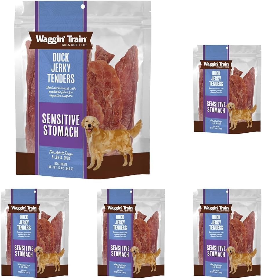 Waggin' Train Duck Jerky Dog Treats for Dogs with Sensitive Stomachs, Made with 100% Real Duck Breasts, Three All-Natural Ingredients, High Protein Dog Treat, Easily Digestible for Dogs, 36 oz. Pouch