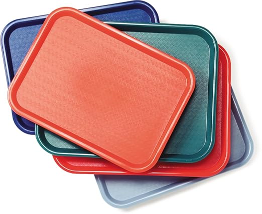 Carlisle FoodService Products Cafe Cafeteria Tray, Meal Tray, Fast Food Tray with Patterned Surface for Cafeterias, Fast Food, and Dining Room, Plastic, 10 x 14 Inches, Slate Blue, (Pack of 24)