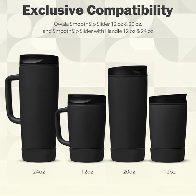 2pcs Silicone Boot for Owala SmoothSip Slider Coffee Tumbler 20oz 12oz, Anti-Slip Sleeve for Travel Coffee Mug, Protective Accessories for Owala BPA Free (very very Dark)
