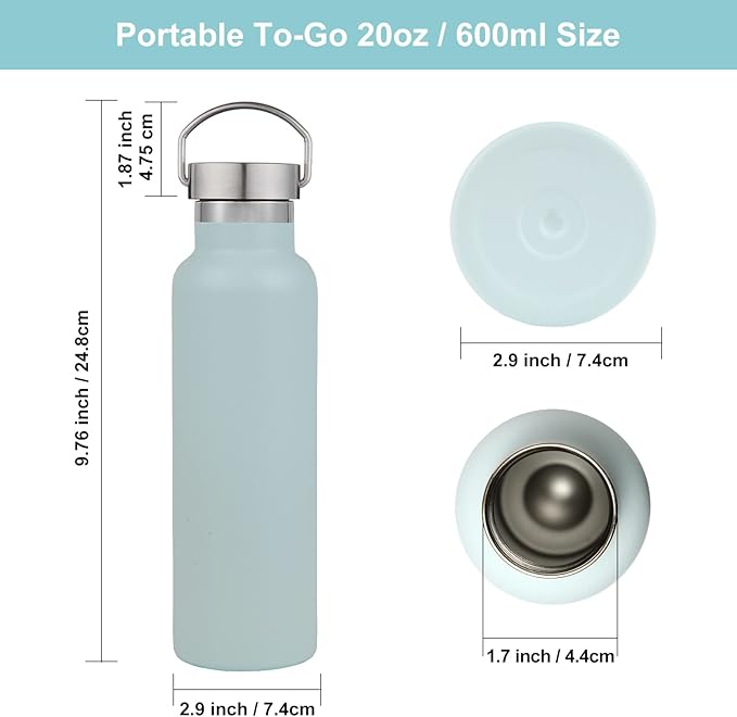 Neihepal 20 oz Insulated Water Bottles Bulk 4 Pack,Stainless Steel Double Wall Sport Bottle with Lid of Handle,Metal Reusable Thermoses Flask for School,Cyclists,Hikers,Gift (Mix,Set of 4)