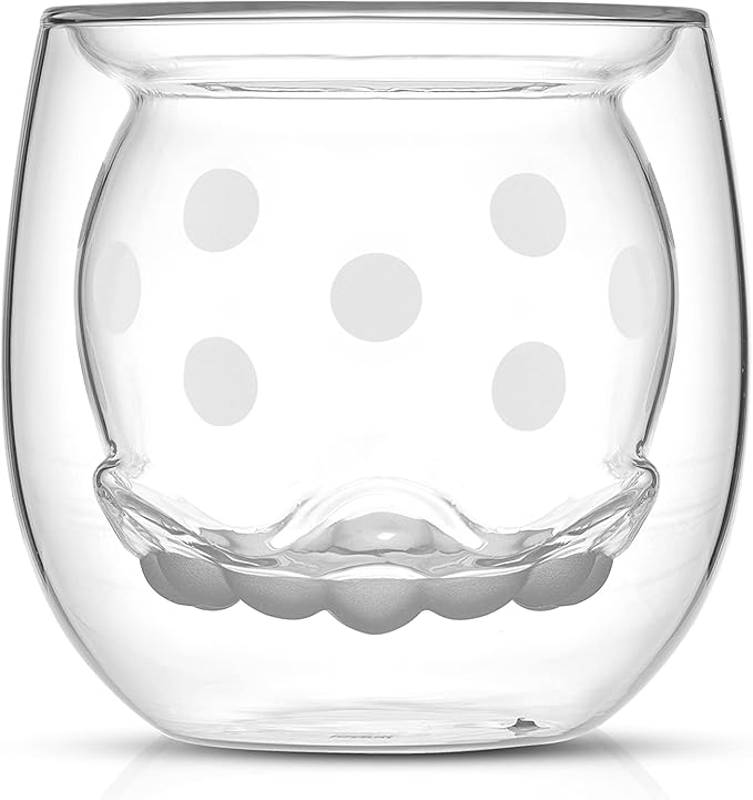 JoyJolt Mickey Pants and Minnie Skirt 3D 7.4oz Double Wall Glass Coffee Cups Set of 2, Disney Coffee Mug, Espresso and Tea Cups, Collection of Double Wall Glasses, Disney Gifts