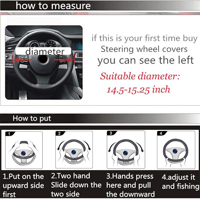 Cxtiy Universal Car Steering Wheel Cover Cool for Summer Warm for Winter Steering Wheel Cover Fit Most of Cars SUV Auto Vehicle (C-Blue)