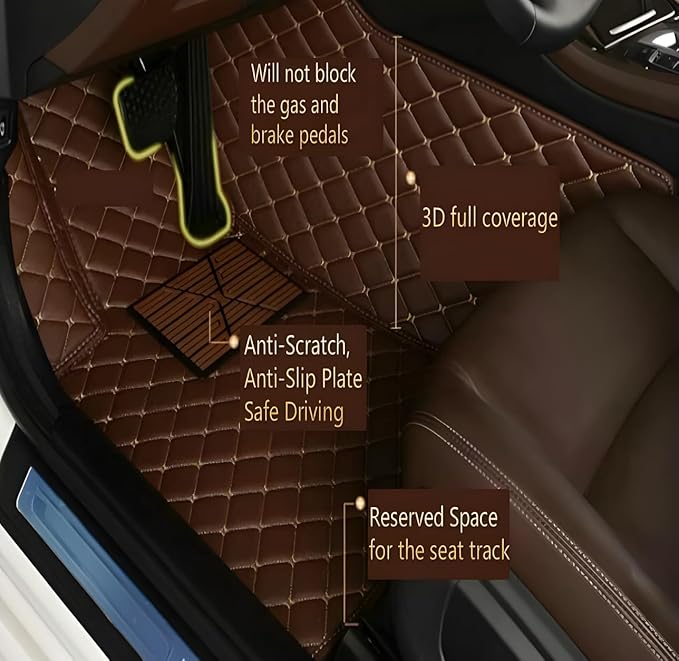Customize Car Floor Mats for 99% Sedan SUV Sports Car All Weather Leather Full Coverage Waterproof Non-Slip Vehicle Lining Pads (Red Beige)