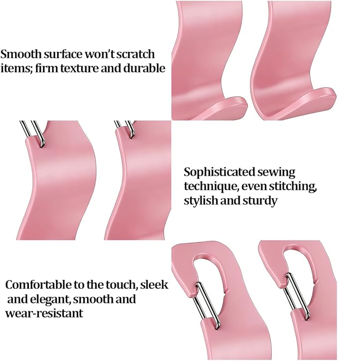 4PCS Car Seat Headrest Hook, Multifunctional Vehicle Seat Back Hanger Holder for Purse Handbag Umbrella, Automotive Interior Backseat Storage Organizer, Universal for SUV Van Truck (Pink)