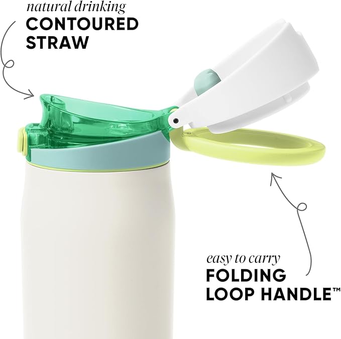 Simple Modern Mesa Loop Water Bottle with Covered Straw and Handle | 24oz Cup Holder Friendly Insulated Stainless Steel Bottles for Travel, Sports and School | Coconut