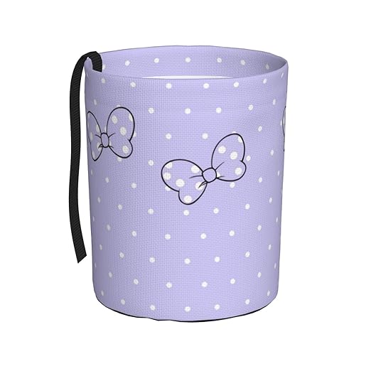 Cute Purple Bow Dots Car Trash Can Garbage Cans Foldable,Small Hanging Car Organizer Storage Bag Leak Proof, Auto Back Seat Trash Bin Universal for Truck, SUV, Outdoor Travel