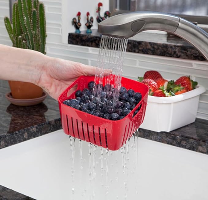 Hutzler 3-in-1 Berry Keeper Colander and Container, Keeps Berries Fresh Longer, 2 Pints, Green