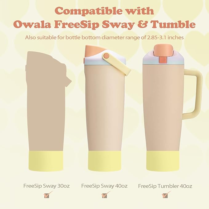 2PCS Silicone Boots for Owala 30oz & 40oz FreeSip Sway Bottles & Tumblers – Non-Slip, Scratch-Resistant, Stability Enhancer for Owala Accessories (Yuzu Yellow)
