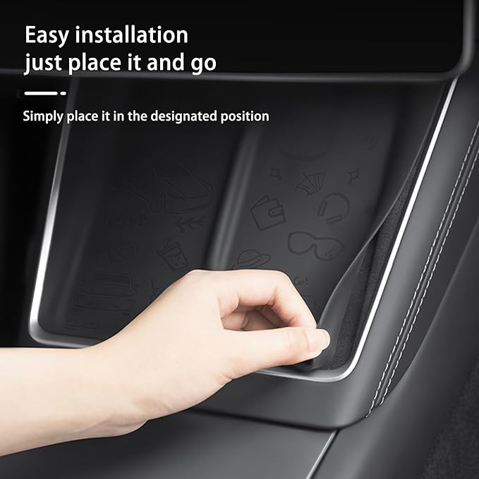 Anti-Slip Wireless Charging Silicone Protective Pad for Tesla Model Y/3 2025-2026, Durable ABS Material, Easy Installation
