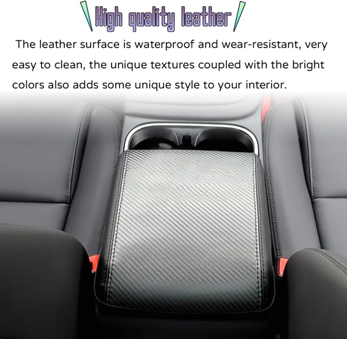 Custom Interior Accessories for E-PACE EPACE 2018 2019 2020 2021 2022 2023 PU Leather Center Console Armrest Box Cover Armrest Cushion Central Armrest Protector Pad(Carbon Fiber)