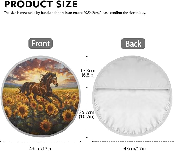 Steering Wheel Sun Shade Fit Most Car Truck SUV Van Block UV Rays Vehicle Steering Wheel Protector Interior Accessories, Sunset Glow Sunflower Running Horse Pattern
