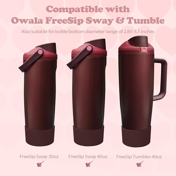 2PCS Silicone Boots for Owala 30oz & 40oz FreeSip Sway Bottles & Tumblers – Non-Slip, Scratch-Resistant, Stability Enhancer for Owala Accessories (Black Cherry)