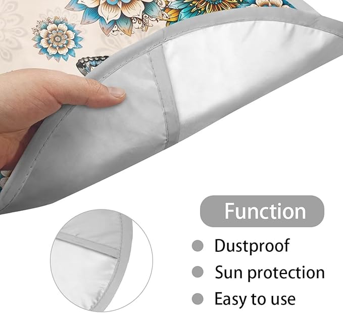 Washable Steering Wheel Sunshade Cover Bohemian Flower Butterfly Pattern Cooling Steering Wheel Sun Block 17"x17" Steering Wheel Covers Universal Fit Truck Van Car SUV