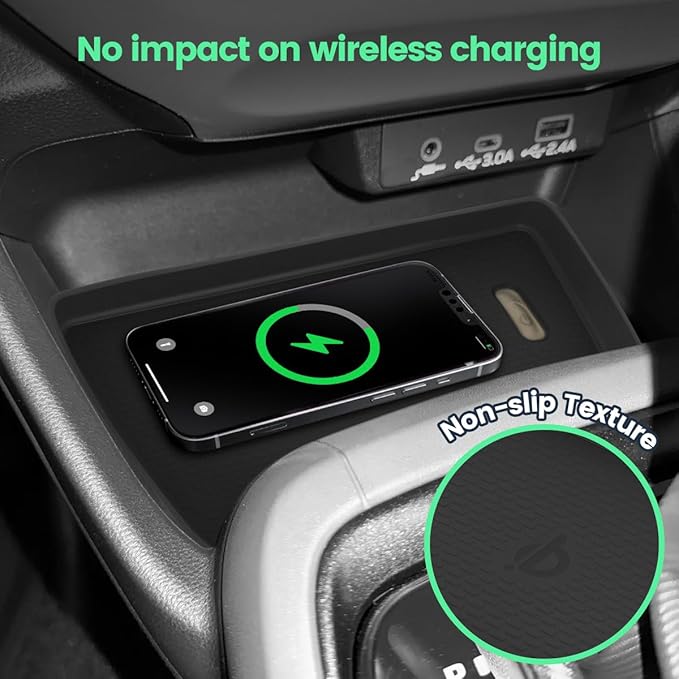 Center Console Wireless Charging Mat Compatible with Subaru Crosstrek 2025/Impreza 2024 2025, Anti-Slip Waterproof Silicone Protective Pad Interior Accessories Black
