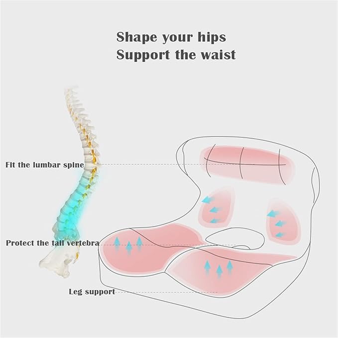 Car Seat Cushion & Lumbar Support Memory Foam Chair Pad, Back Support Pillow Chair Cushion for Office Reduce Tailbone Pressure & Improve Comfort(Light Gray)