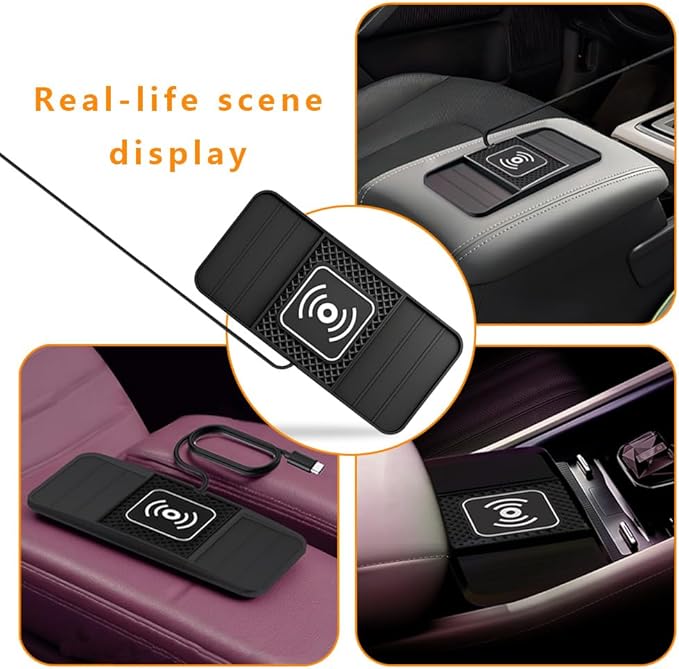 Wireless Charging Pad for Car for Chevrolet Equinox 2005-2026, DIY Trim-to-Fit Slim Non Slip Fast Charger Car Wireless Charging Pad 30CM Cable,A&30cm Type-C Plug Cable