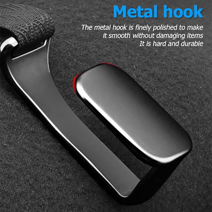 AUCELI Car Seat Headrest Suede Hook, 2 Pack Auto Seat Back Hooks, Suede Storage Organizer with Metal Hanger, Vehicle Backseat Hangers, Creative Interior Accessories for Hanging Grocery Purse (Black)
