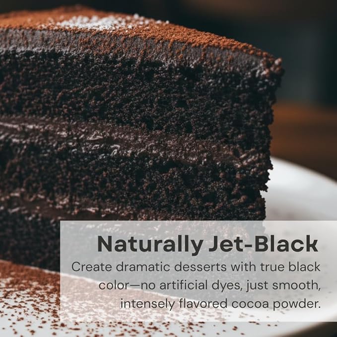Black Cocoa Powder by Chefmaster, Extra Dark Dutch-Processed Cocoa Powder for Baking, Cookies, Cakes, & Icings; Rich Chocolate Flavor, All-Natural Dye Alternative, Unsweetened, 16 oz