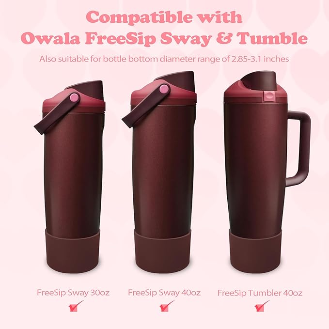 Silicone Boot for Owala 30oz & 40oz FreeSip Sway Bottles & Tumblers - Non-Slip, Scratch-Resistant, Stability Enhancer, Available in 12 Colors (Black Cherry)