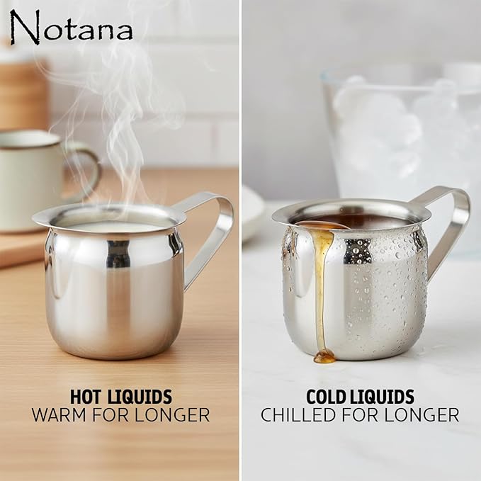 5 oz Stainless Steel Bell Creamer Pitchers - Polished Metal Cream Server Set - Classic Bell Shape Coffee and Tea - Small Table Creamer Pitchers for Café and Restaurant Use (2 Pack)