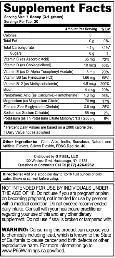 G Fuel Hype Sauce Supreme Hydration, Electrolyte Powder Mix for Energy & Focus, Sugar and Caffeine Free Supplement with Essential Vitamins & Minerals, Raspberry Lemonade Flavor, 3.3 oz - 30 Servings