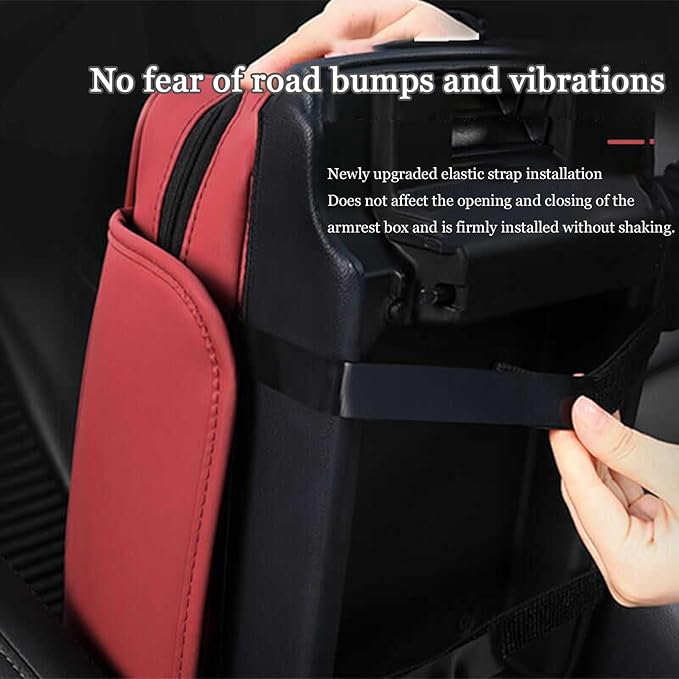 Car Center Console Cover for Toyota Highlander 3.Generation 2013-2020, Leather Car Arm Rest Cover, Car Armrest Cushion with 2 Storage Bags Car Center Console Armrest Pad, B Black