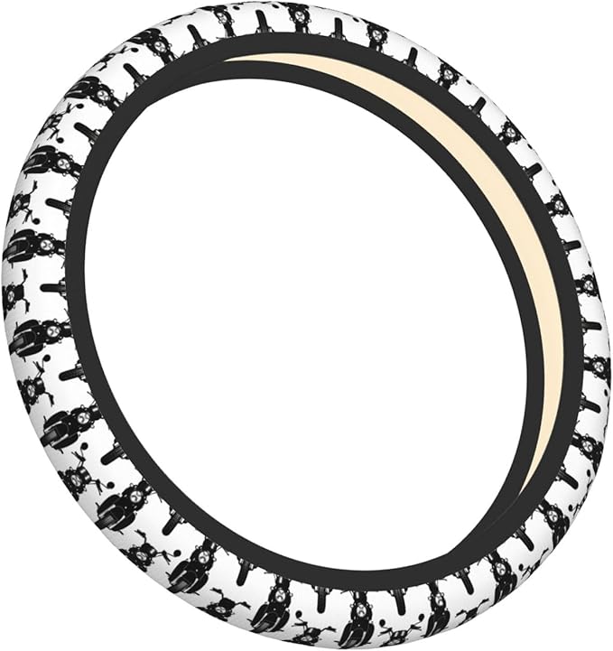 Antique Motorcycle Pattern Universal Fit Steering Wheel Cover for Car, Truck, and SUV, Durable Steering Wheel Protection