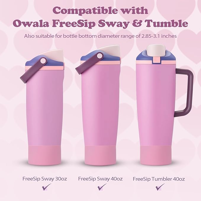 2PCS Silicone Boots for Owala 30oz & 40oz FreeSip Sway Bottles & Tumblers – Non-Slip, Scratch-Resistant, Stability Enhancer for Owala Accessories (Peony Pink)