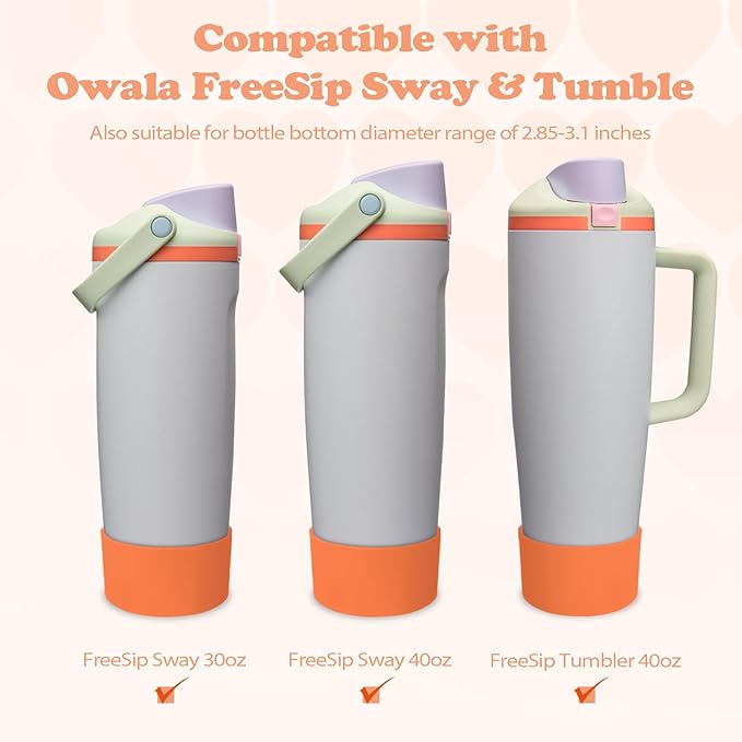 2PCS Silicone Boots for Owala 30oz & 40oz FreeSip Sway Bottles & Tumblers – Non-Slip, Scratch-Resistant, Stability Enhancer for Owala Accessories (Beach House Orange)