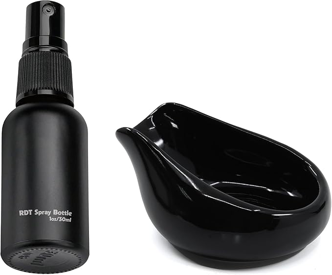 Upgraded 30g Coffee Beans Dosing Set, 30ml Glass RDT Spray Bottle, Ceramic Coffee Dosing Cup, Measuring Cup Hold Up to 30g Coffee, Ceramic Single Dosing Tray For Coffee