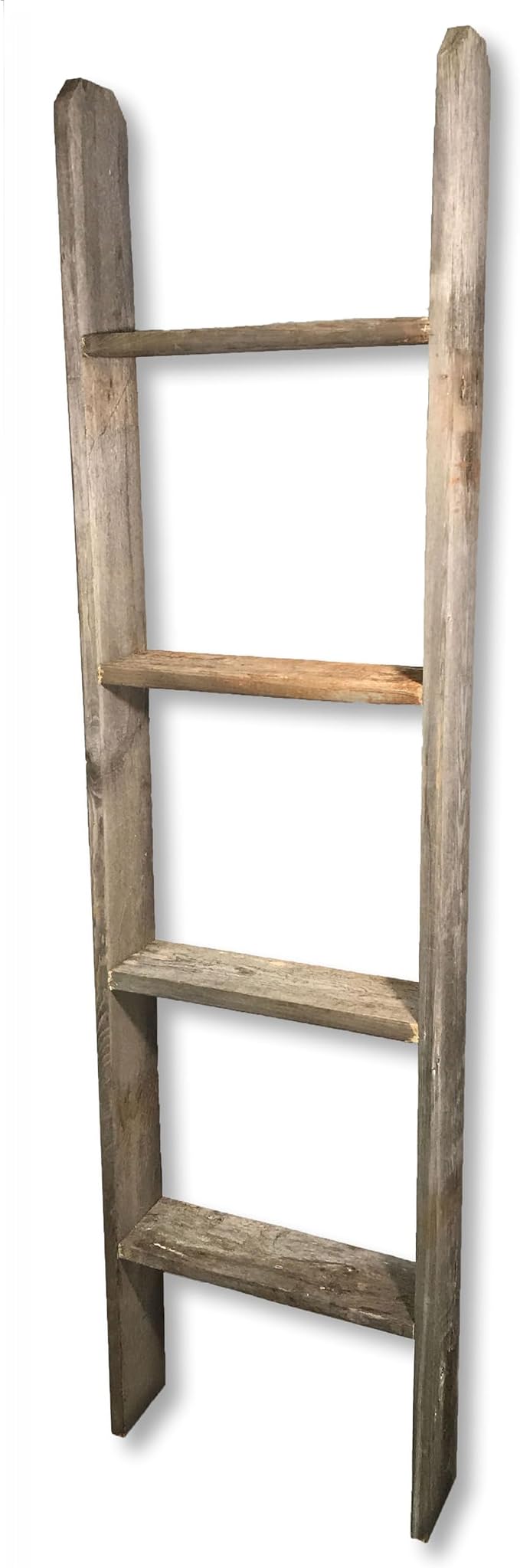 Rustic Revival | Barnwood Display Ladder – Farmhouse Decorative Ladder Made from Authentic Weathered Wood – Real Wood Leaning Ladder for Blankets, Towels & Rustic Décor
