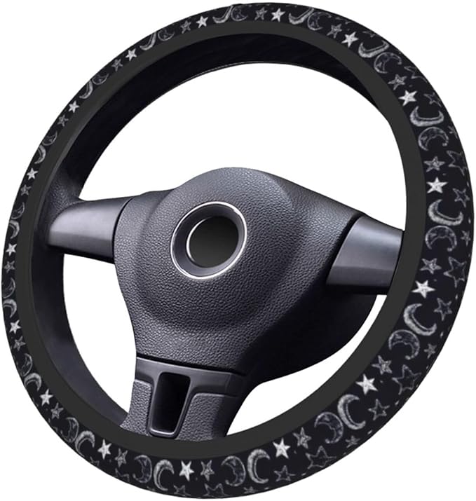 Star Moon Steering Wheel Cover for Women Men Girls Car Accessories Decor Anti-Slip Neoprene Auto Steering Wheel Covers Protector Universal 15 Inch