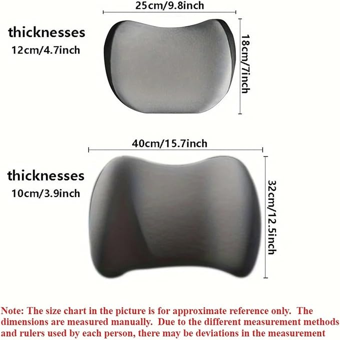 Memory Foam Car Neck Pillow & Waist Cushion - Soft fit for Seat Headrest & Lumbar Support for Comfort(Hb-Grey Headrest 1PC)