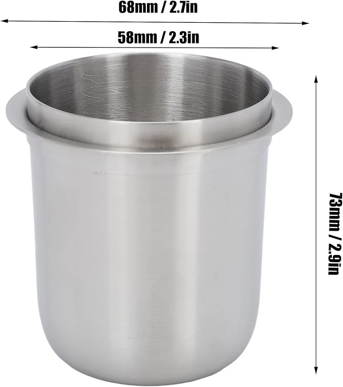 Stainless Steel Espresso Dosing Cup - 150ml, 58mm, 126g / 4.4oz, Hands Free, Universal, Inverted, Coffee Machine