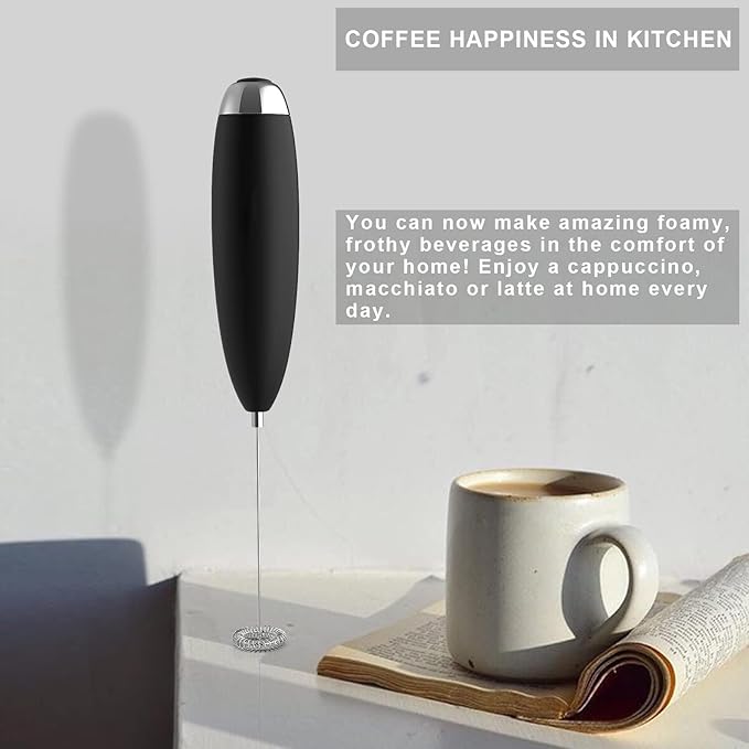 Electric Milk Frother Handheld, Quality Frother Wand for Coffee, Battery Operated (Not included) Drink Mixer Matcha Whisk, Functionality Foam Maker for Frappe Hot Chocolate, Cappuccino, Lattes