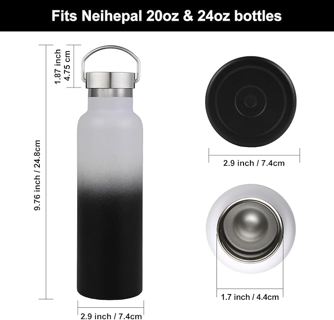 Standard Mouth Handle Lid | Fits Neihepal 20oz & 24oz Insulated Water Bottles | Leak Proof & BPA Free | Insulated Replacement Lid