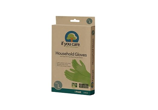 If You Care Latex Gloves,Large – – For Gardening,Dishwashing,Cleaning Kitchen and Bathroom-– 100% Cotton Lined,Reusable for Women and Men,Green,(Pack of 2)