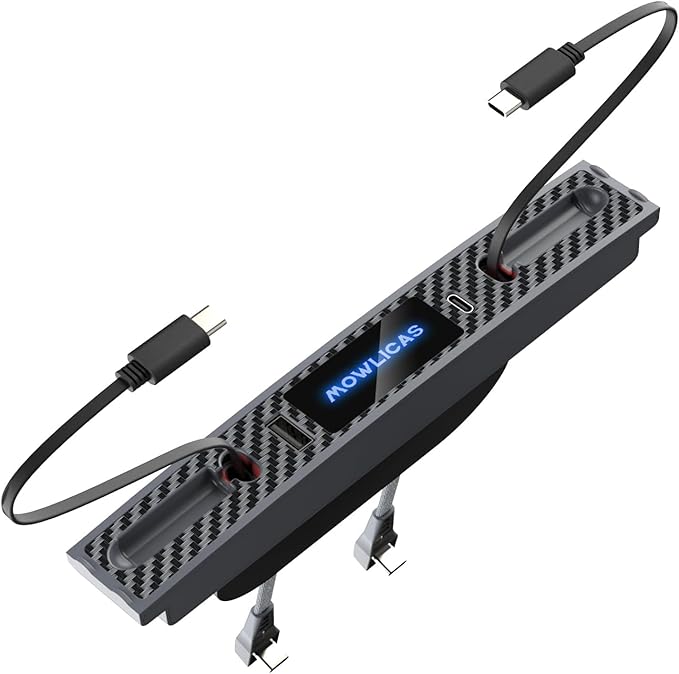 2 USB C Charging Hub for Tesla (Carbon Fiber), Retractable 27W Fast Charger for iPhone 15 is Necessary Tesla Model 3/Y Accessories (2024-2021) but not Highland or Juniper Compatible