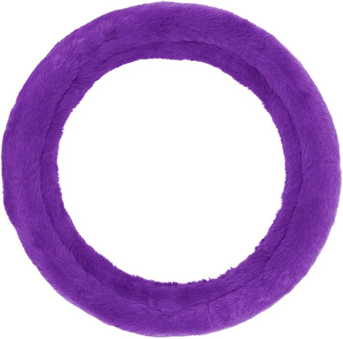 Carbella Faux Fur Steering Wheel Cover for Women – Wool Sheepskin Fluffy Fleece Warm and Cozy Comfort for Hands in Winter, Fits Most Steering Wheel Sizes 14.5 - 15