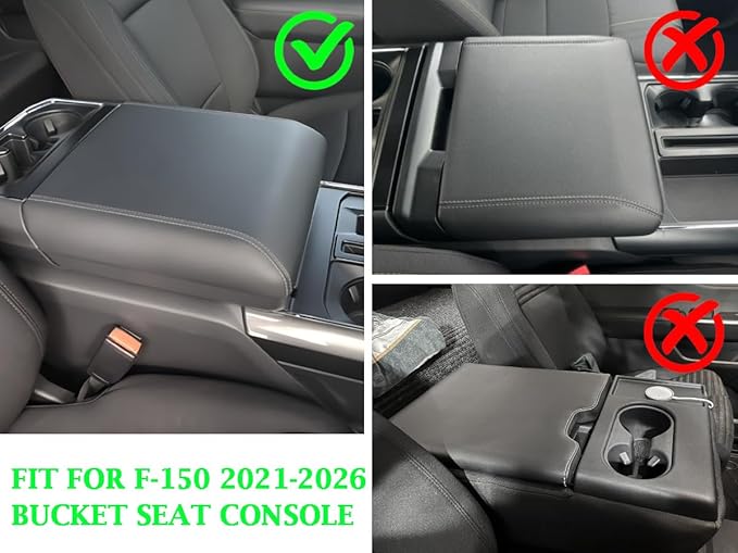 Center Console Cover for Ford F150 2021-2024 2025 2026 - Middle Console Lid Protector Elbow Cushion Pad for Ford F150 Accessories 2021 2022 2023 2024 2025 2026 (Bucket Seat Only)