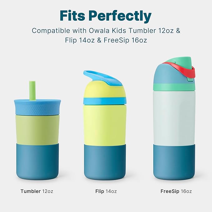 Silicone Water Bottle Boot for Owala 14/16oz, Anti-Slip Protective Sleeve Bottom Bumper Protector for Owala Kids 12 oz Tumbler, Flip 14 oz and FreeSip 16 oz Water Bottle (Denim Blue)