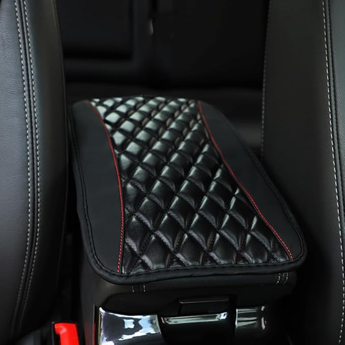 Leather Car Armrest Box Pad for Corvette C8 Stingray/C8 Coupé/C8 Z06/C8.R/C8 LT2 LT6 2019-2023 Waterproof Armrest Center Console Protector Cover Universal Arm Rest Cushion,Black, normal