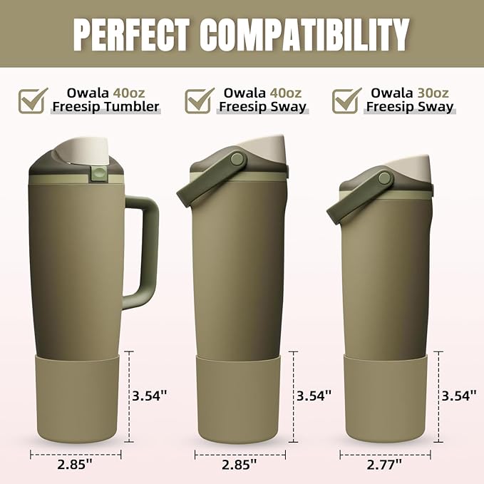 Silicone Higher Boot Compatible with Owala 30oz & 40oz FreeSip Sway Bottles & Tumblers, Large Protection Anti-slip Bottom Cover Sleeve for Freesip Sway Tumbler and Bottle