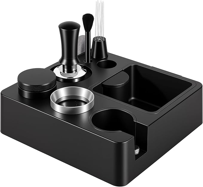 54mm Espresso Accessories Kit, Espresso Knock Box and Tamping Station, Coffee Tamper, Distributor, WDT Distribution Tool, Dosing Funnel and Puck Screen Set Fits Breville 54 mm Portafilter
