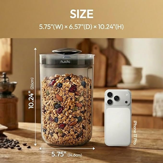 carrotez Cereal Containers Storage with Lid, Airtight Vacuum Seal Canister for Flour, Sugar & Dry Food, 3.17Qt (3L) – Pantry Kitchen Organizer