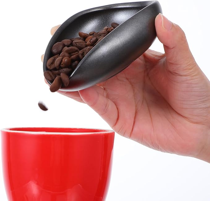 Ceramic Coffee Dosing Cup Tea Storage Tray Bowls Coffee Bean Dosing Vessel Weigh Single Dose Measuring Container for Loose Leaf Tea (Black)