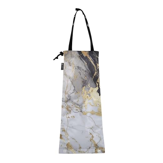 ALAZA Hanging Car Trash Bags Garbage Bag Trash Can for Back Seat Small Marble White Gold Washable Storage Bag Retractable 2 Pack