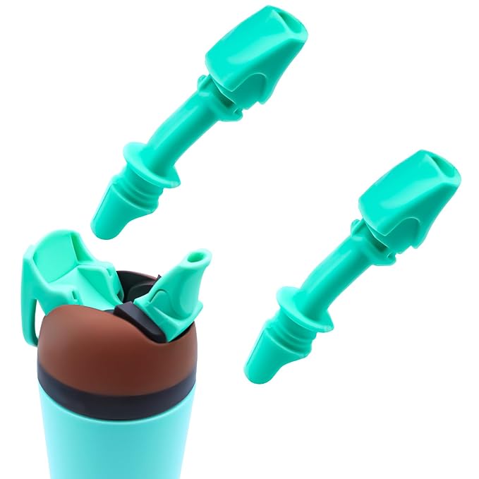 2pcs Replacement Bite Valve Spout for Owala Kids Flip 14oz, Silicone Straw Mouthpiece Accessories BPA-Free Bite Valve Straw Replacement Parts Compatible with Owala Water Bottle (Cyan Color)